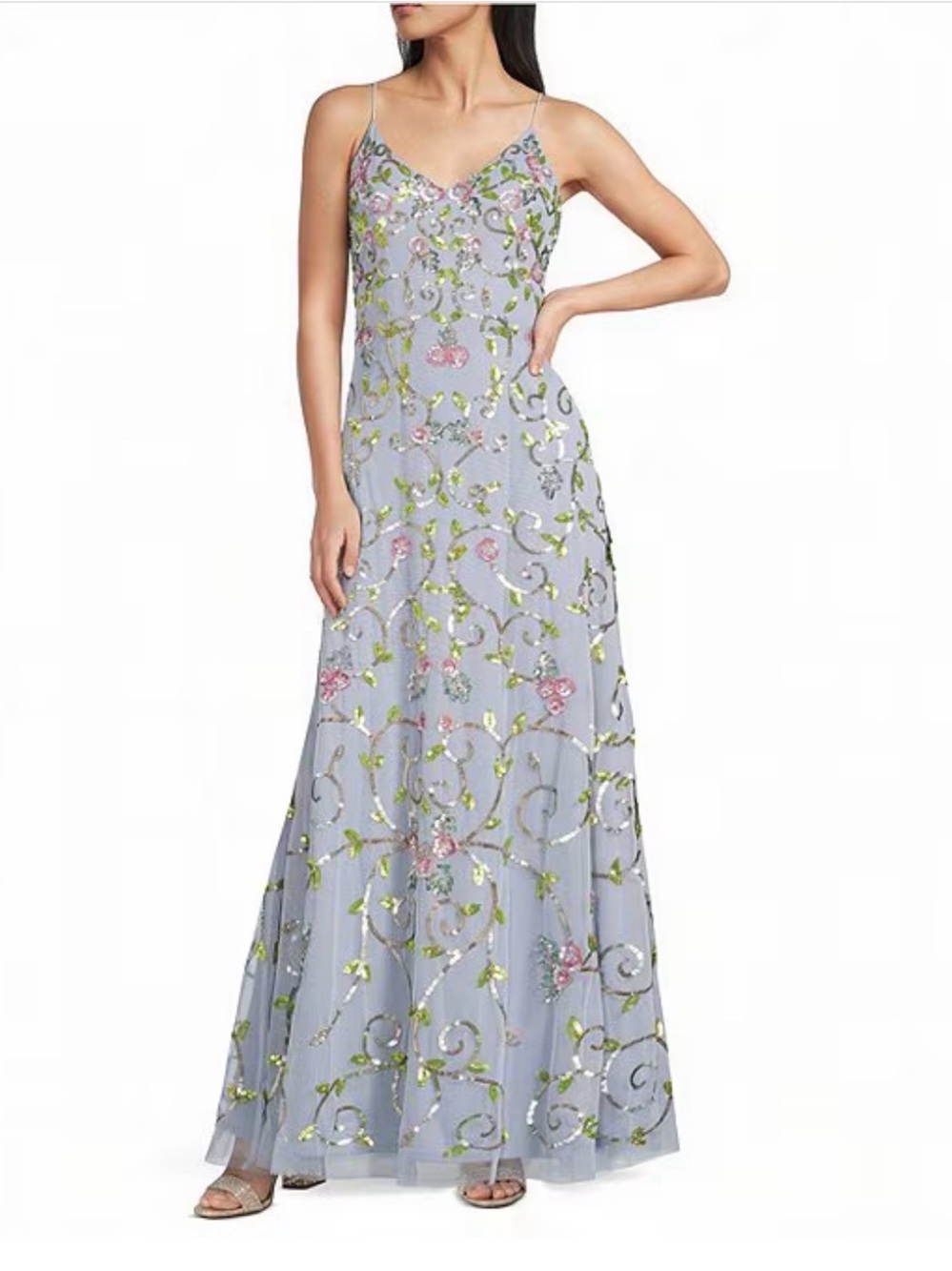 NWT Jump Embroidered Floral Flowy Maxi Dress Floral embellishments